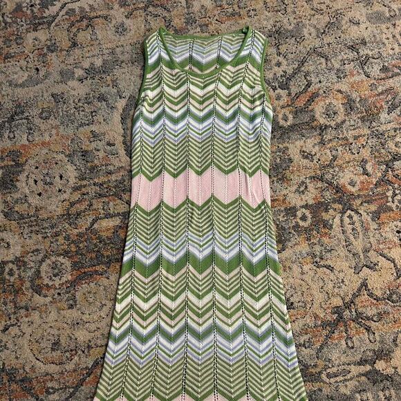 Vintage style chevron knit dress sleeveless - Picture 1 of 3